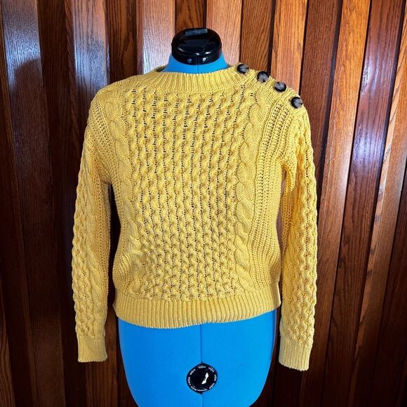 Ann Taylor Mixed Cable Shoulder Button Sweater - Picture 2 of 6